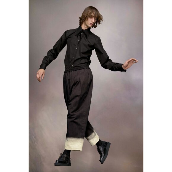 Maison Martin Margiela Pants - MAISON MARGIELA Dark Gray Cotton TROMPE L'OEIL Pinstriped Straight Pants 36 / 0